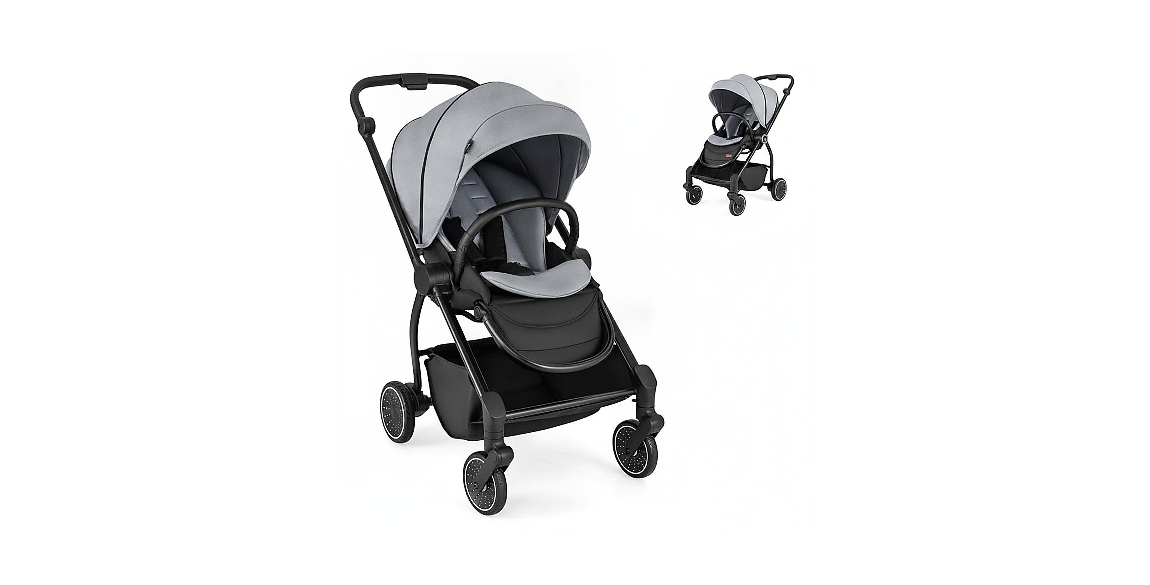 Sugift Foldable Baby Stroller with Reversible Reclining Seat Ages 0-36 Months