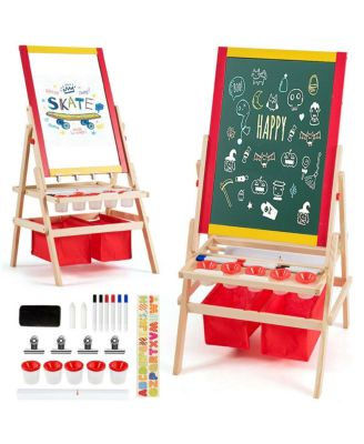 3-in-1 Kids Art Easel - Double-Sided Magnetic Board+Paper Roll, 26 Letter Magnets, Multicolor