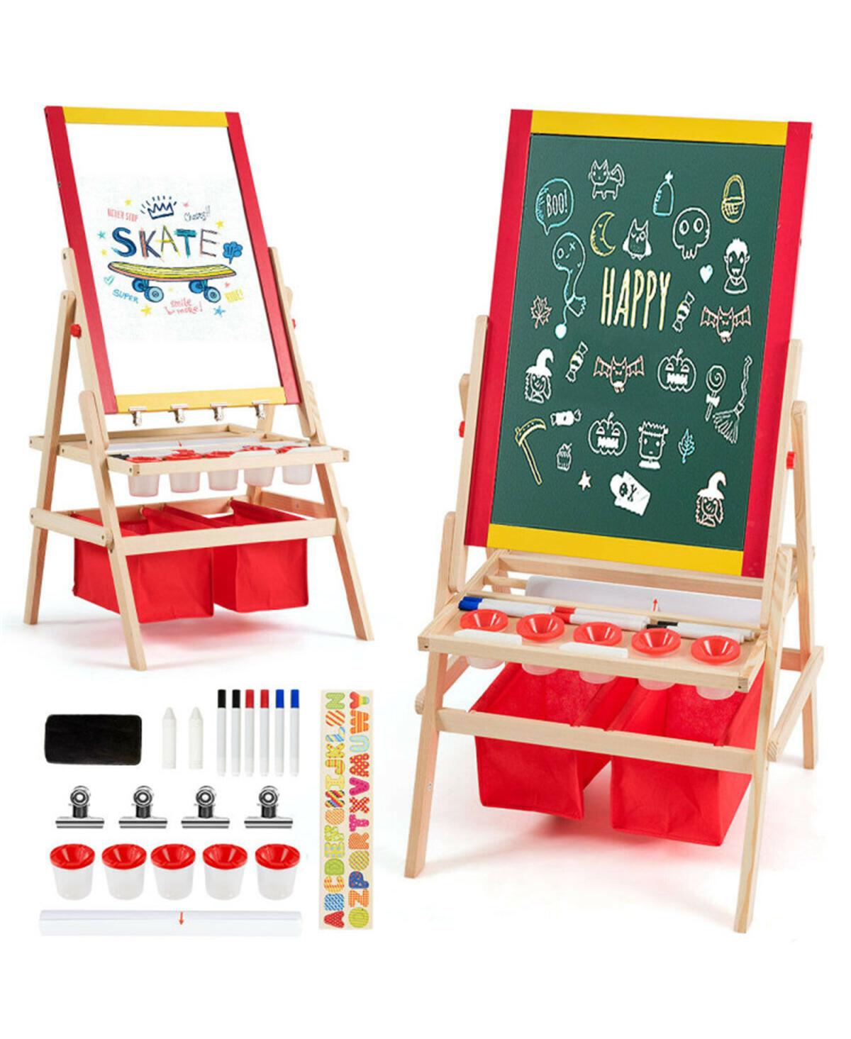 Sevorley 3-in-1 Kids Art Easel - Double-Sided Magnetic Board+Paper Roll, 26 Letter Magnets, Multicolor
