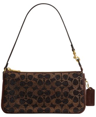 Crystal Signature Suede Small Beaded Plaza Bag 25
