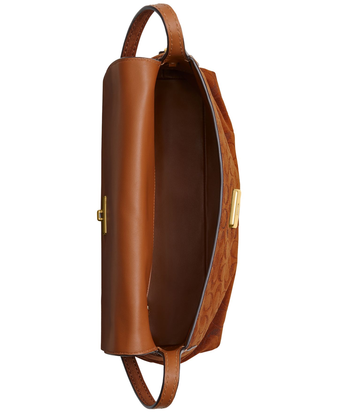 Женская сумка COACH Chelsea Medium Signature Embossed Suede Shoulder Bag 30, цвет: Латунный / Табачный — фото 2