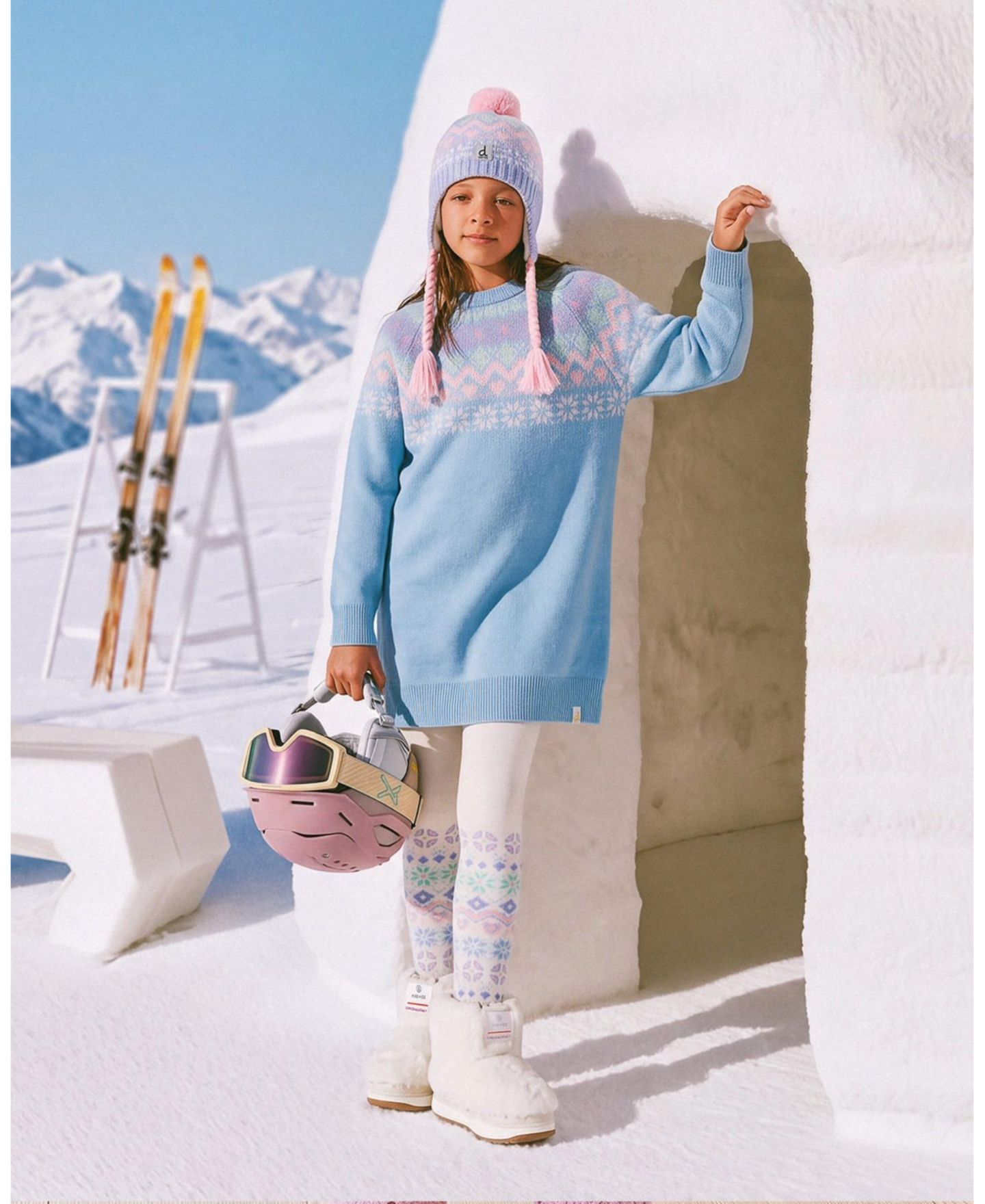 Платье Deux par Deux Knit Dress для девочек, цвет: Светлый синий — фото 7