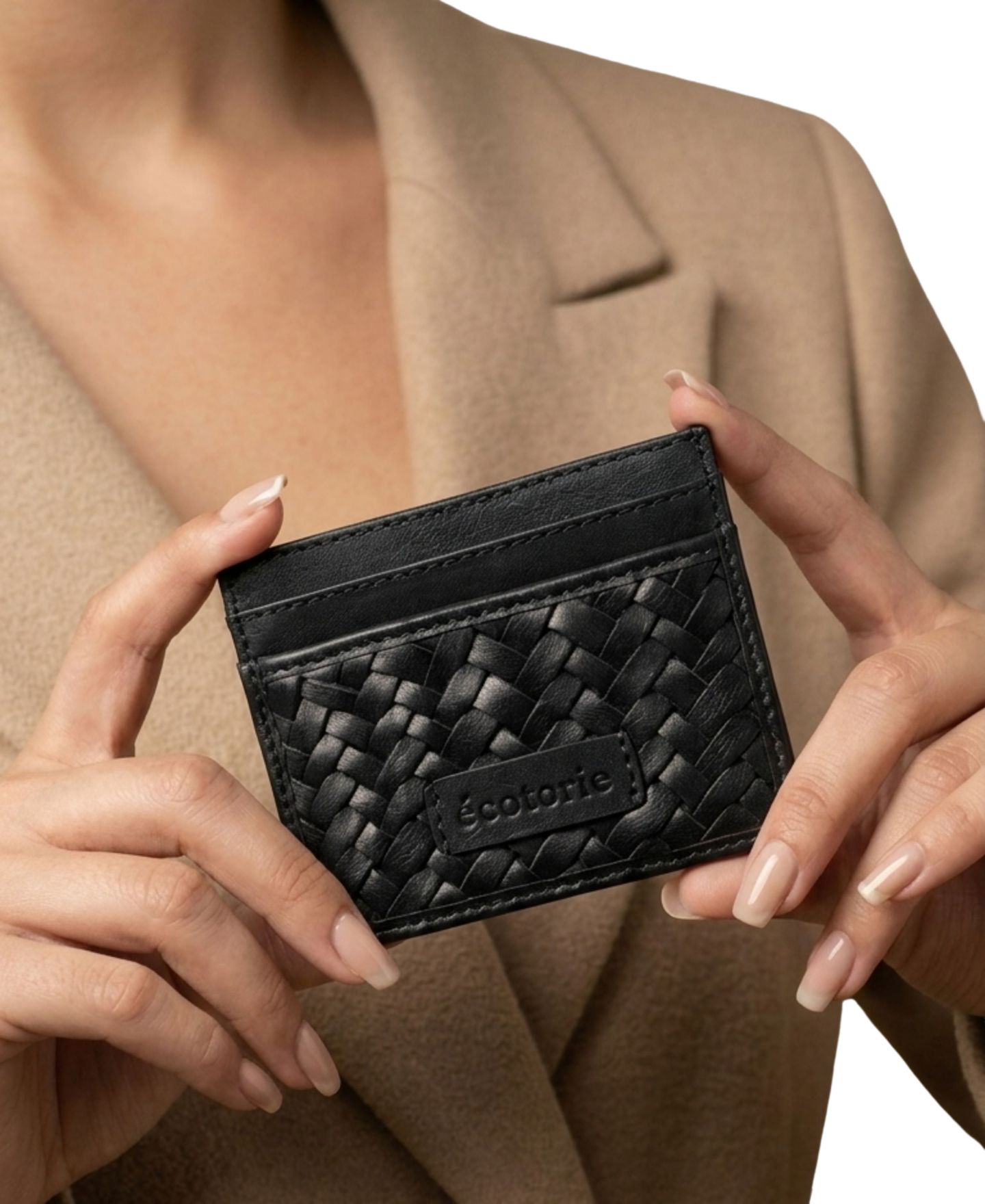 Женский кошелёк Ecotorie Denton Hand-Woven Leather Card Holder, цвет: Чёрный — фото 3