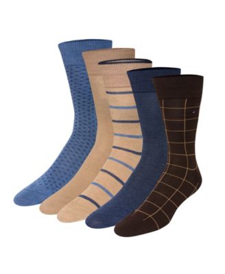 Men's Patterned Crew Dress Socks, 5-Pack