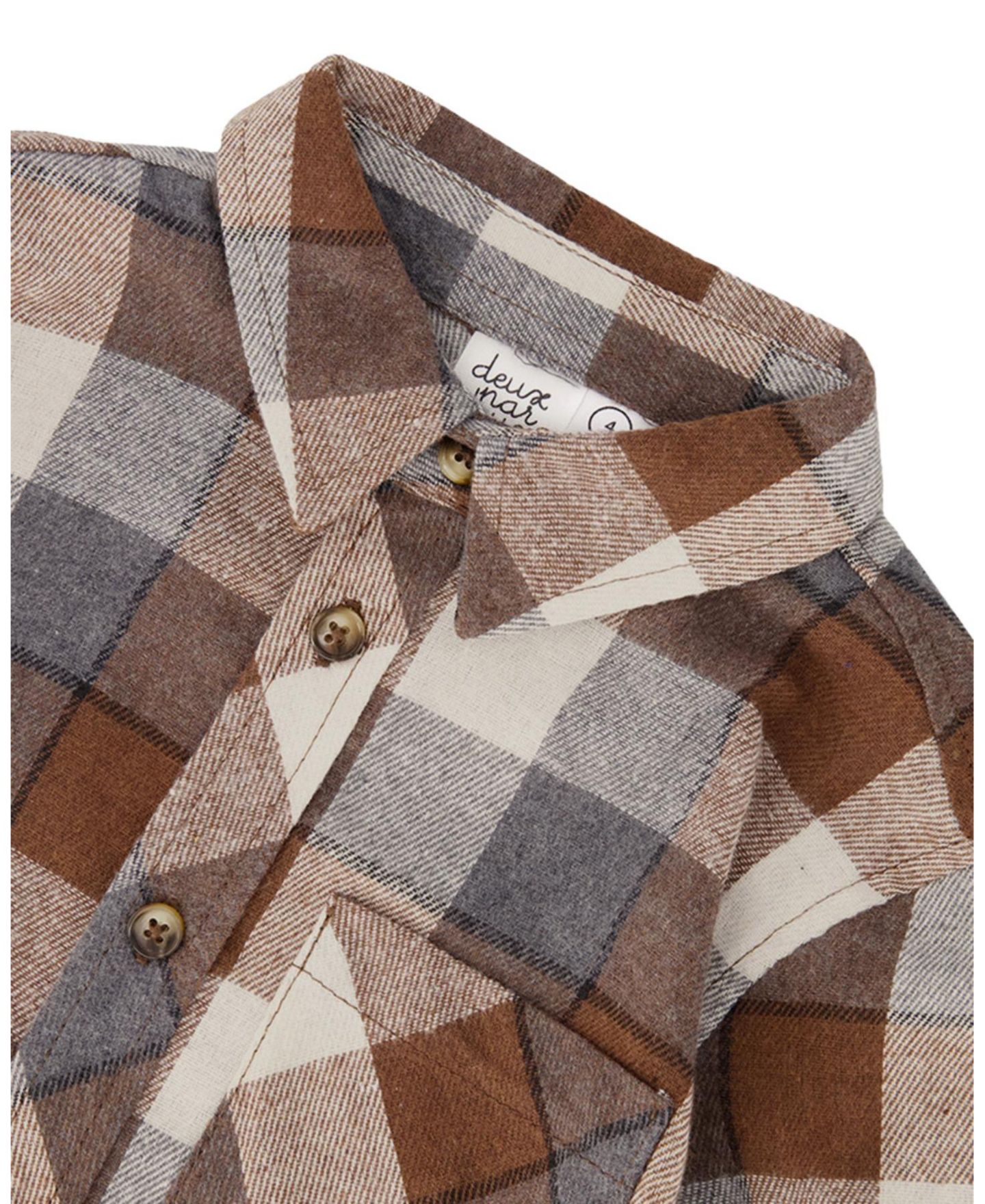 Рубашка Deux par Deux Flannel Shirt для мальчиков-малышей, цвет: Серый / Бежевый — фото 7