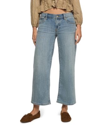 Women's Sweet Ankle Mid-Rise Wide-Leg Light-Wash Jeans