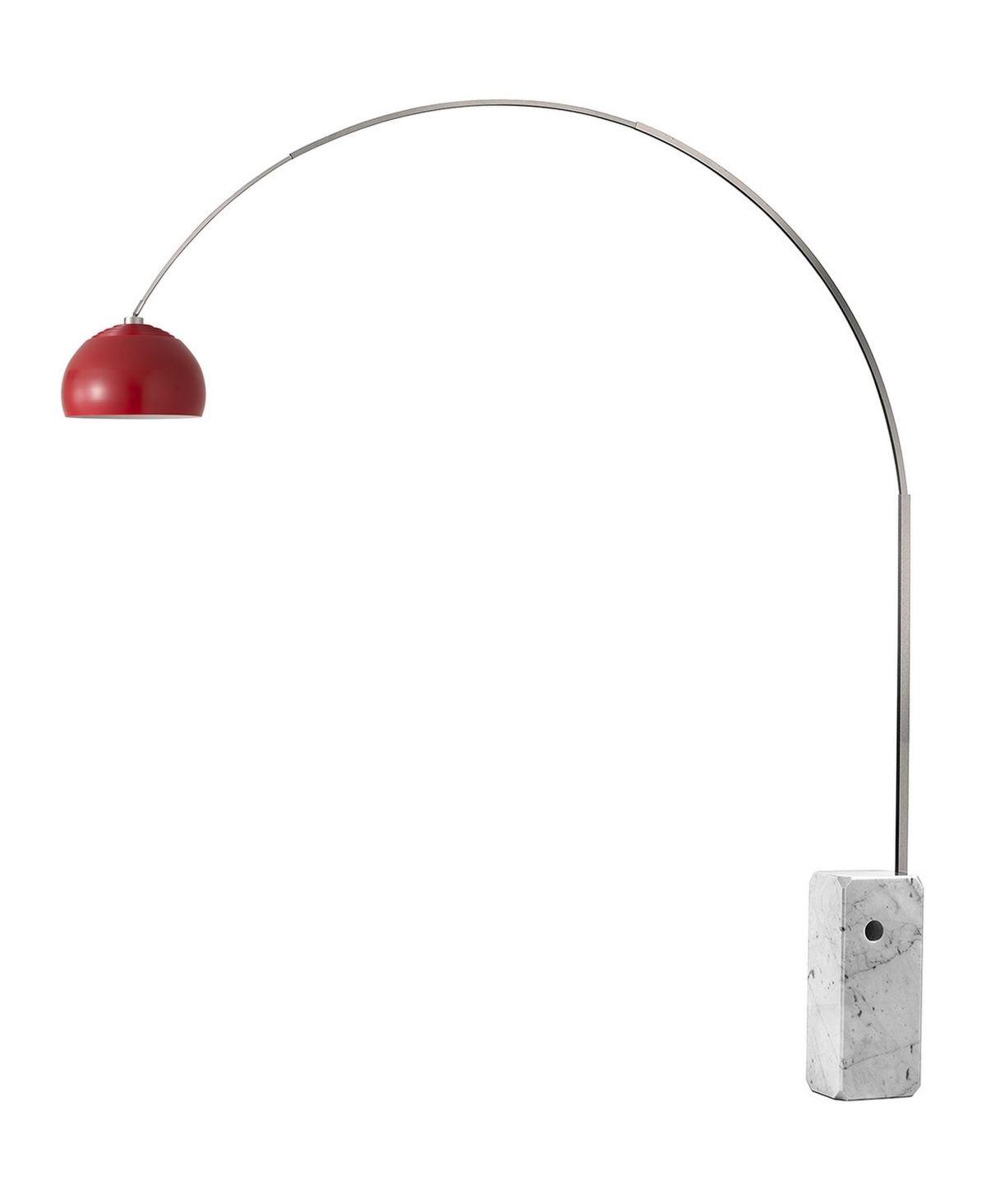 Nova of California 2113811CR Iconic 95 inch 14 watt Satin Nickel and White Arc Floor Lamp Portable Light in Crimson Red Steel