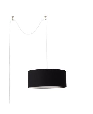 Stretch Swag Lamp, Linen Drum Shade, Weathered Brass, for Living Room or Bedroom