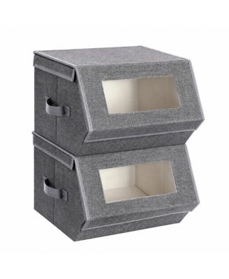 Set of 2 Stackable Storage Bins with Clear Windows and 22 lb Capacity