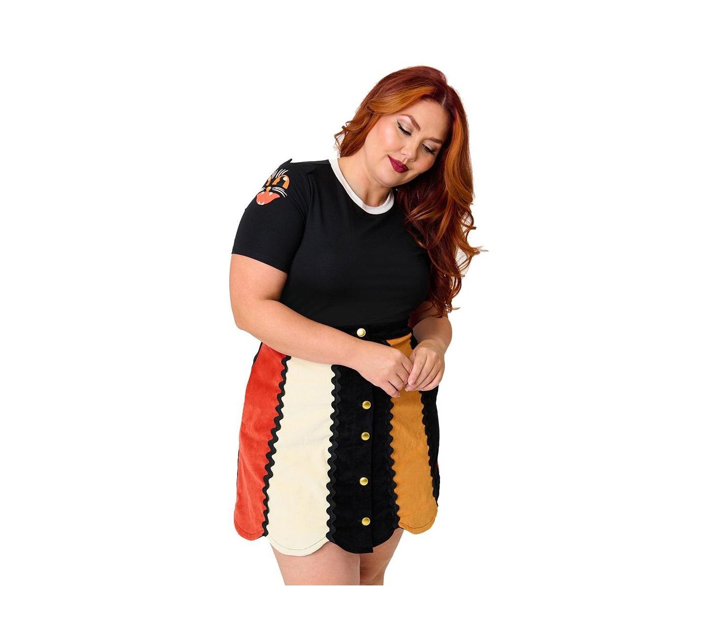 Женский топ Unique Vintage Plus Size Back To Basics, цвет: Чёрный / С принтом — фото 3