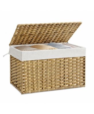 27.7 Gal Woven Storage Basket with Lid and Handles