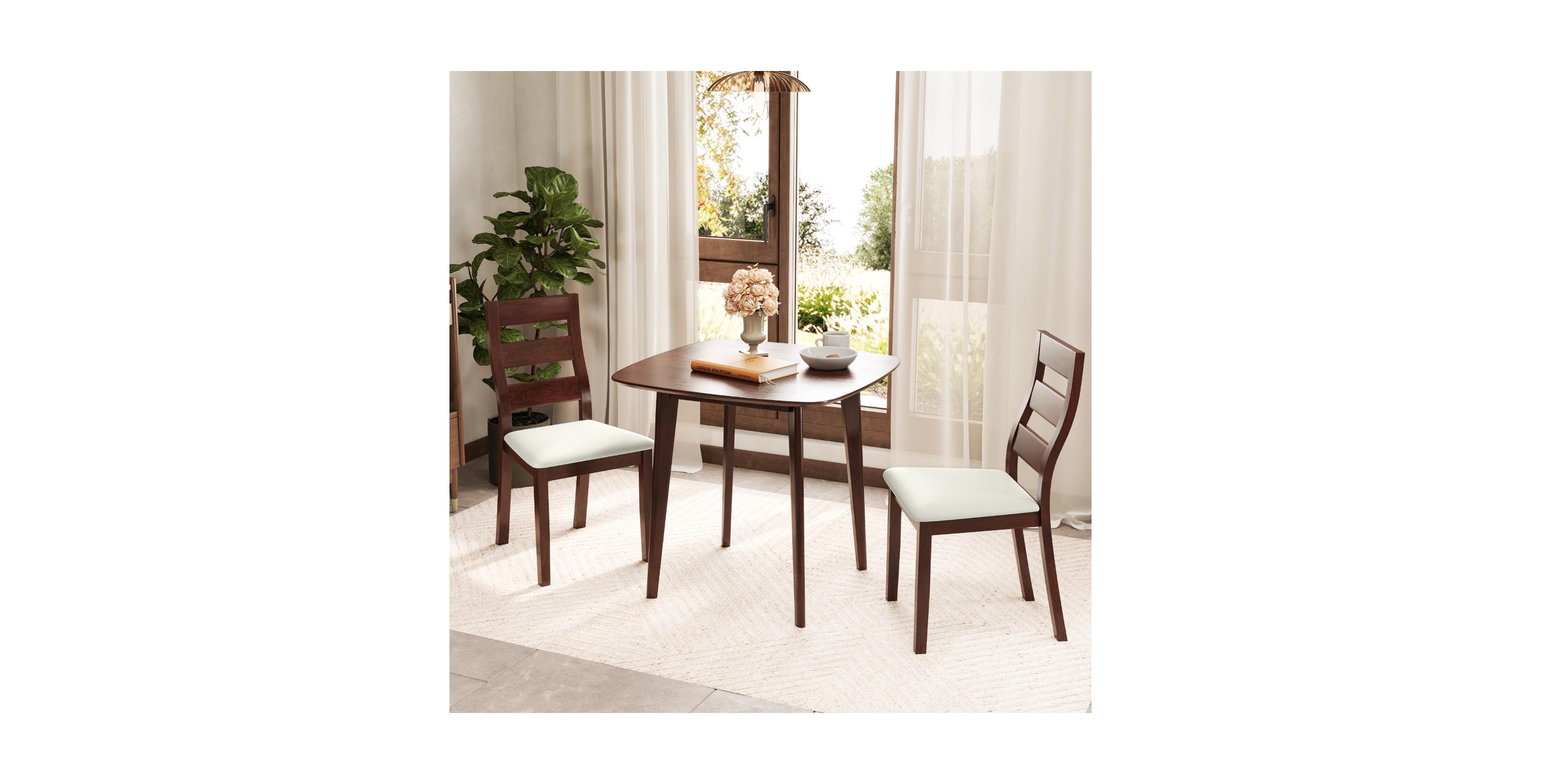 Mecale 3-Piece Square Dining Set for 2 with Ladder Back Chairs