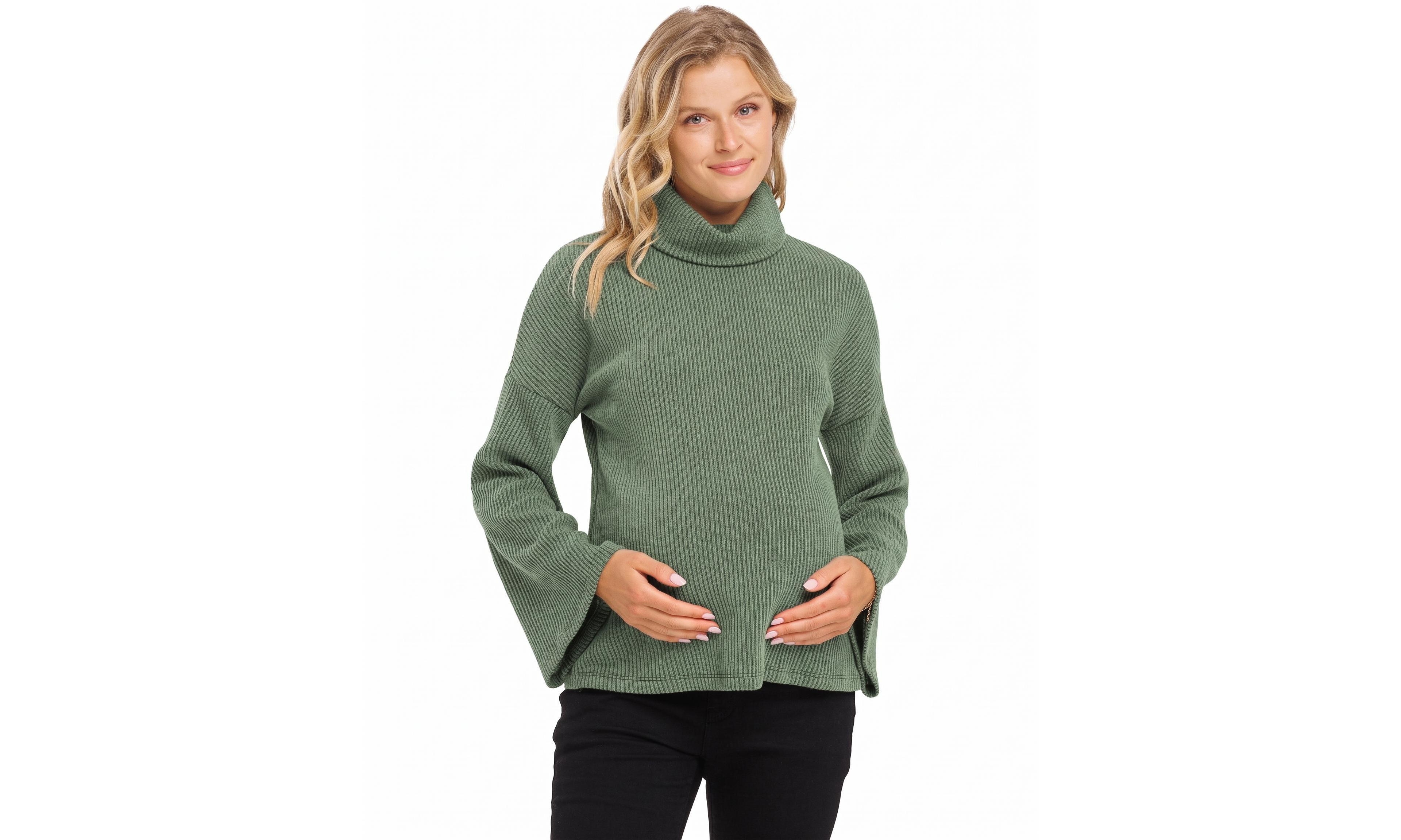 Hello Miz Maternity Ribbed Turtleneck Long-Sleeve Sweater