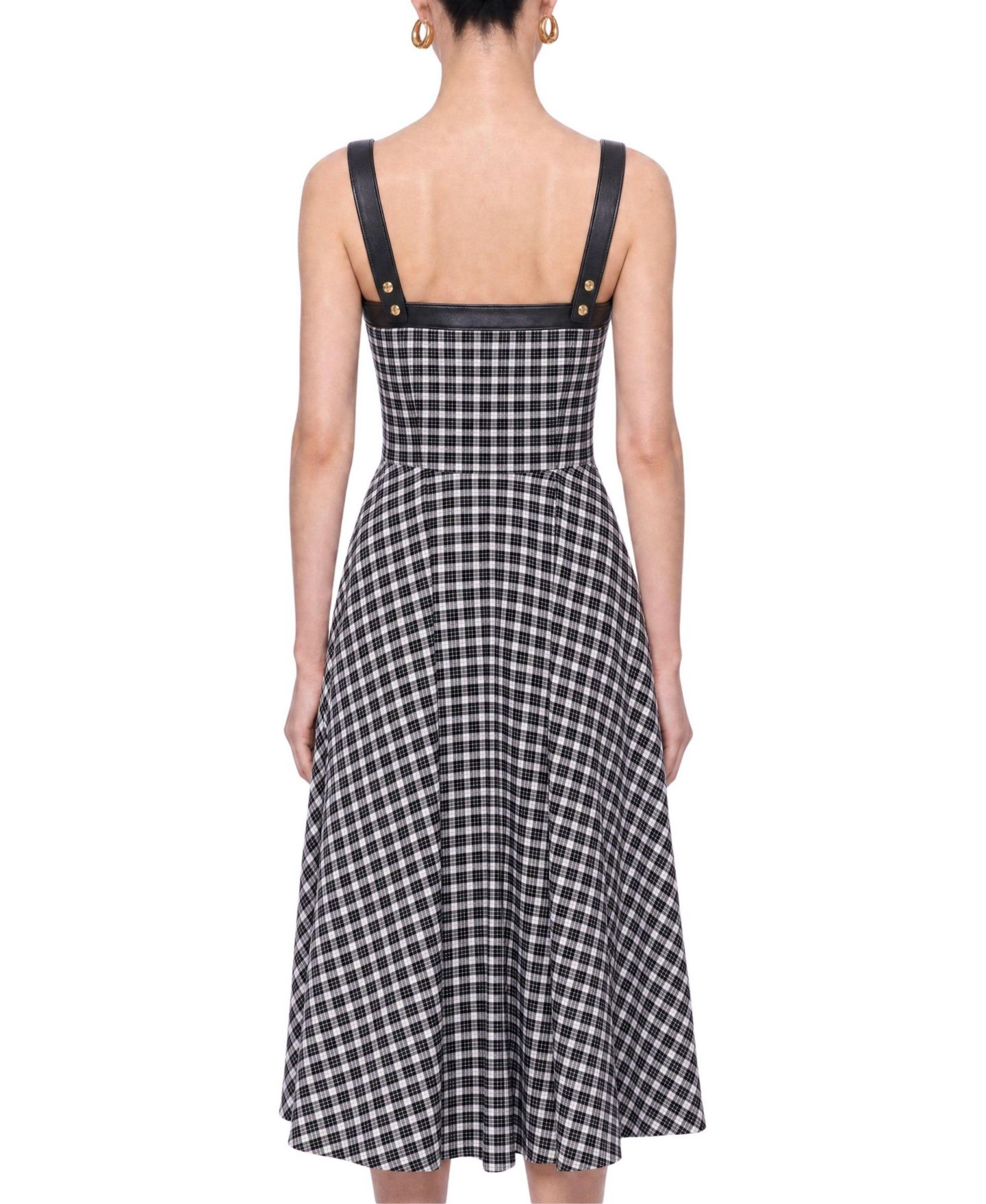 Женское платье NOCTURNE Square Neck Checked Midi, цвет: Тёмно-синий — фото 4
