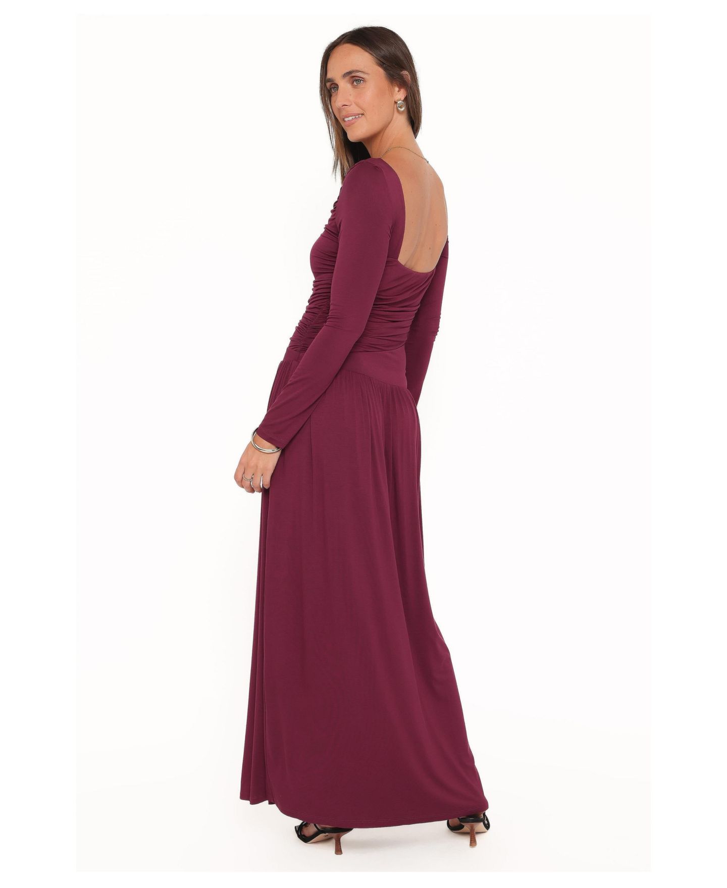 Женское платье Petal and Pup Shirley Boat-Neck Long-Sleeve Maxi, цвет: Бордовый — фото 3