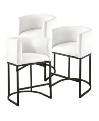 3-Piece Backrest Footrest Counter Height Bar Stool Set