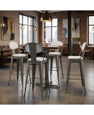 Set of Four 26" Steel And Metal Low Back Counter Height Bar Chairs