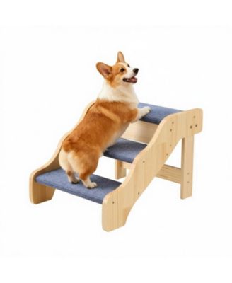 3-Step Wood Pet Stairs for Dogs and Cats 150 lbs Capacity