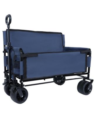 3 in 1 Convertible Folding Wagon Cart with Bench Seat,500Lbs Heavy Duty 180L All Terrain Utility Wagon for Camping Beach Sports Garden