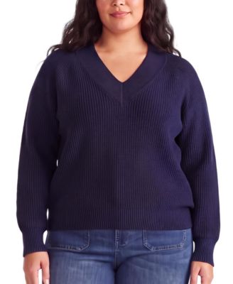 Plus Size Tori Chunky-Knit Relaxed V-Neck Sweater