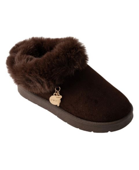 Тапочки Bebe Memory Foam Faux Fur Slippers для девочек, цвет: Тёмный коричневый