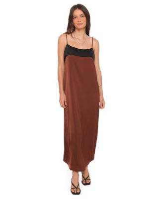 Women's Cartia Square-Neckline Sleeveless Satin Midi Dress