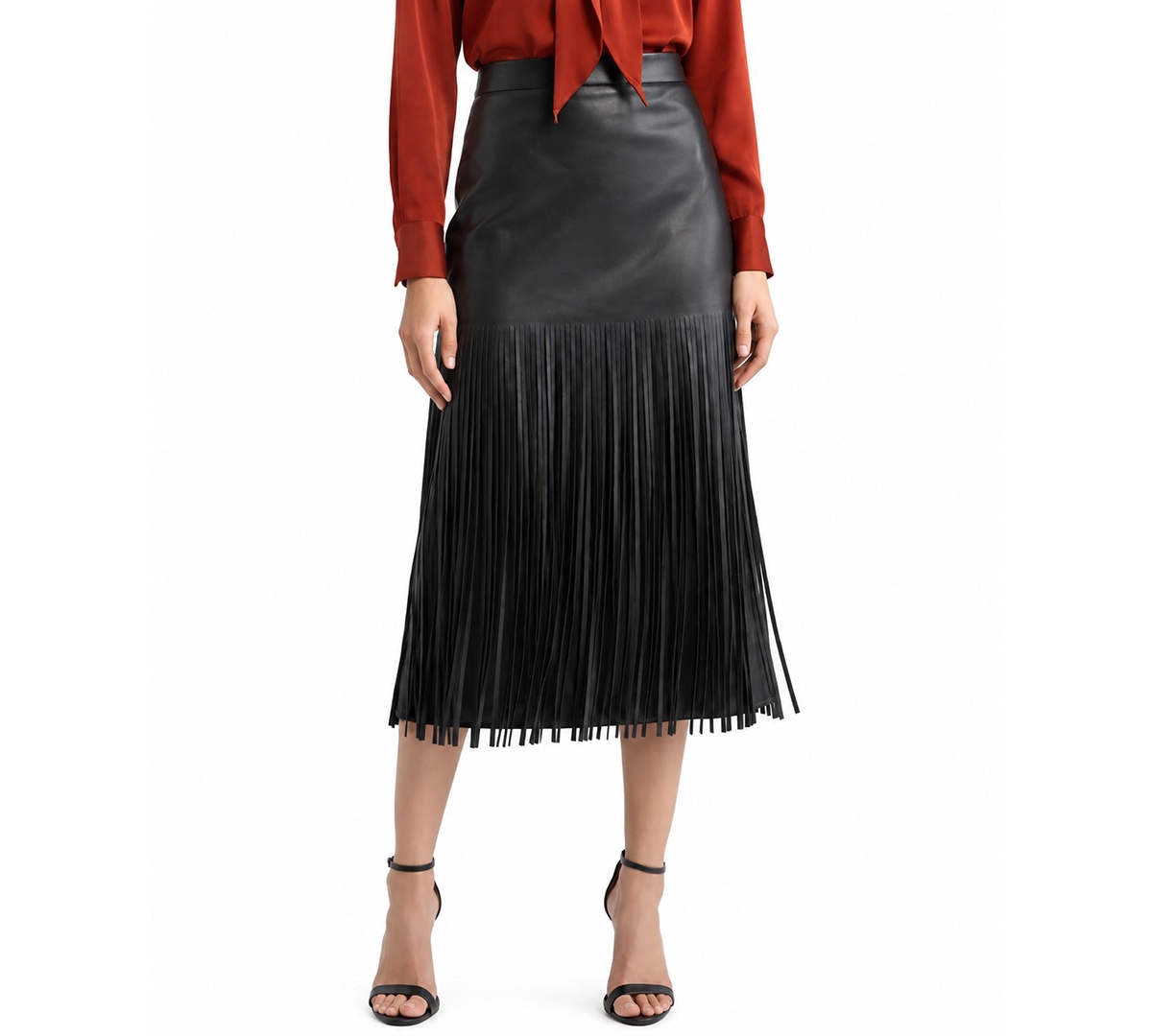 Elie Tahari Women's Kaia High-Waisted Polyester Fringe Skirt