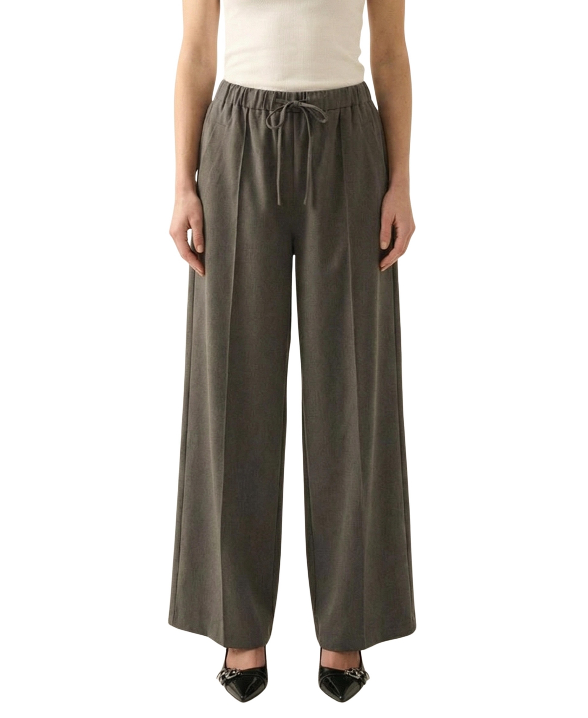 Modenaire Women's High-Rise Drawstring Wide-Leg Pants