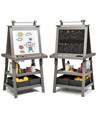 3-in-1 Double-Sided Storage Art Easel MDF Construction, 3-In-1 Art Easel: This wooden easel features