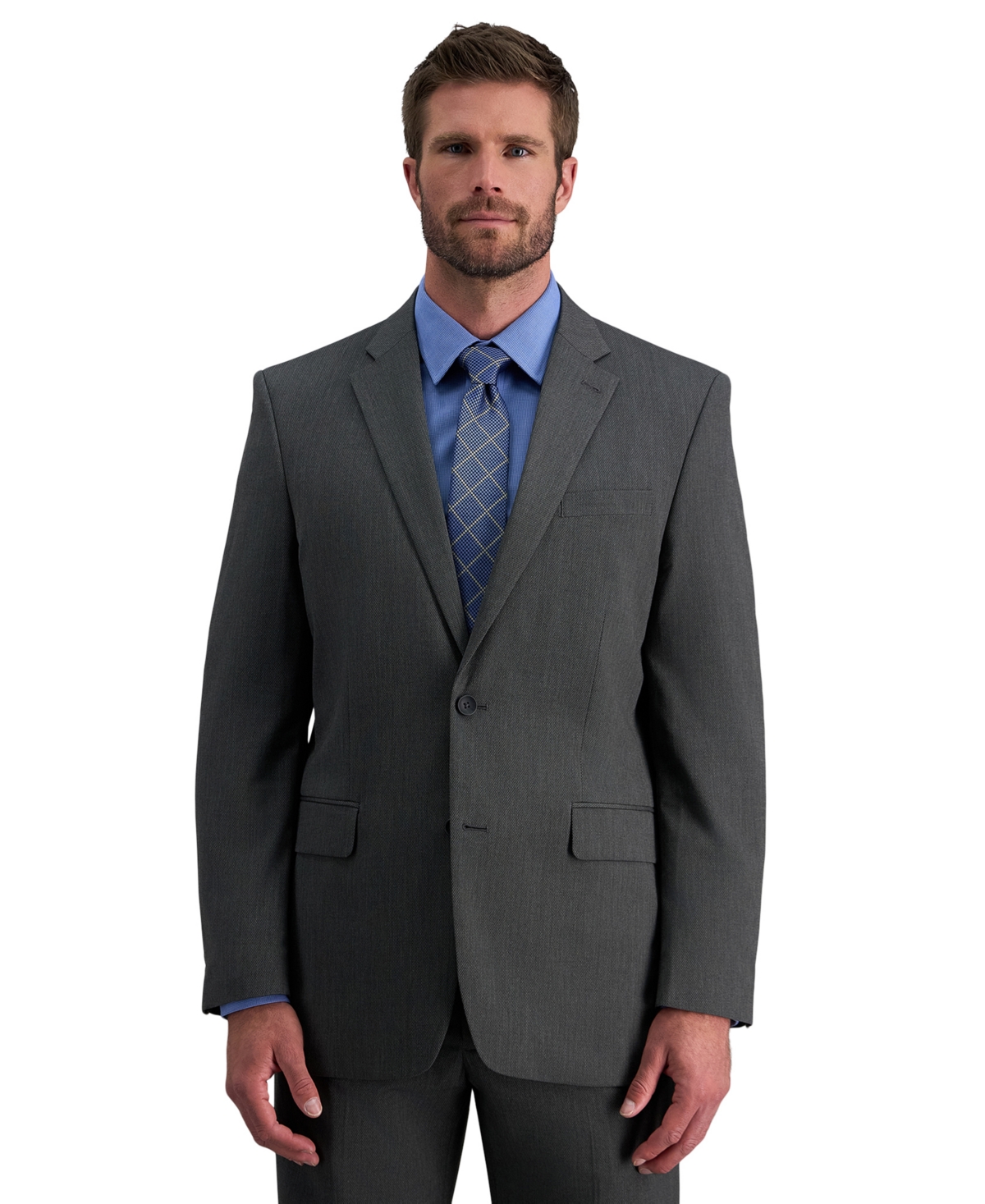 Haggar Men's Classic-Fit Diamond Weave Suit Jacket - Dark Grey