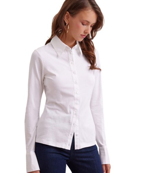 Женская рубашка Anne Fontaine Nuage Long-Sleeve Button-Front, цвет: Белый