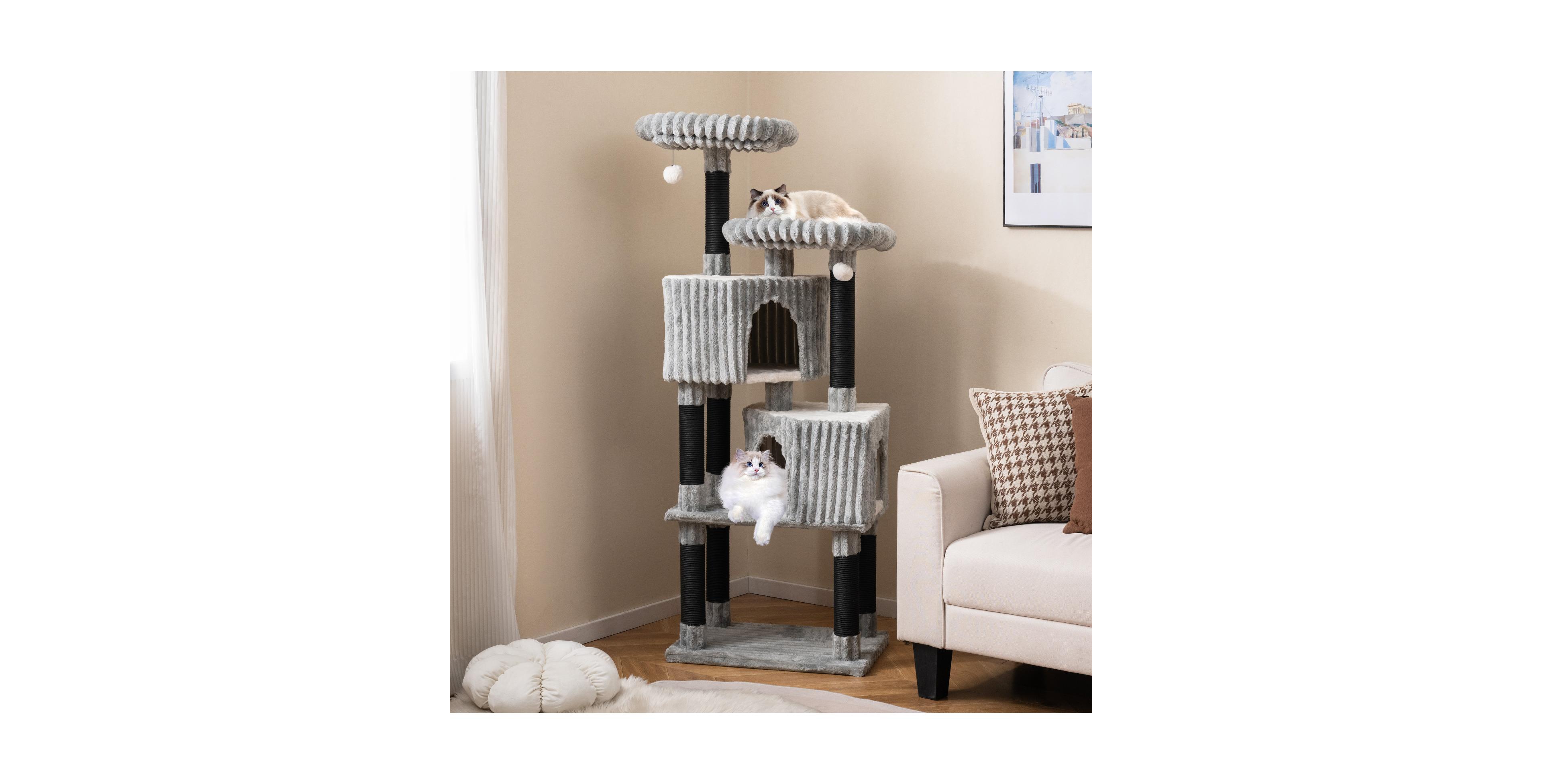 Zeny 62in Cat Tower with Scratching Posts and Flannel Cover