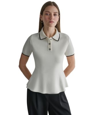 Women's Peplum Polo Short-Sleeve Top