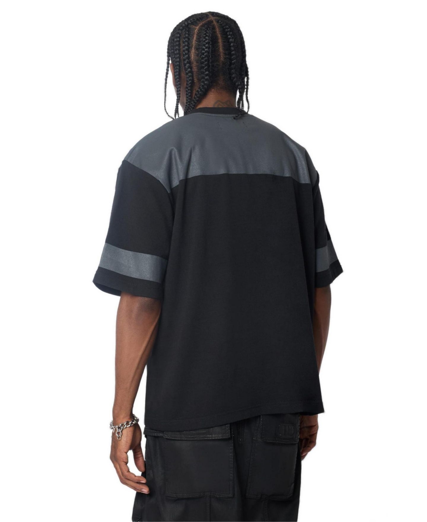 Мужская футболка Reason Football Rhinestones Relaxed-Fit Square-Bottom-Hem, цвет: Чёрный — фото 2
