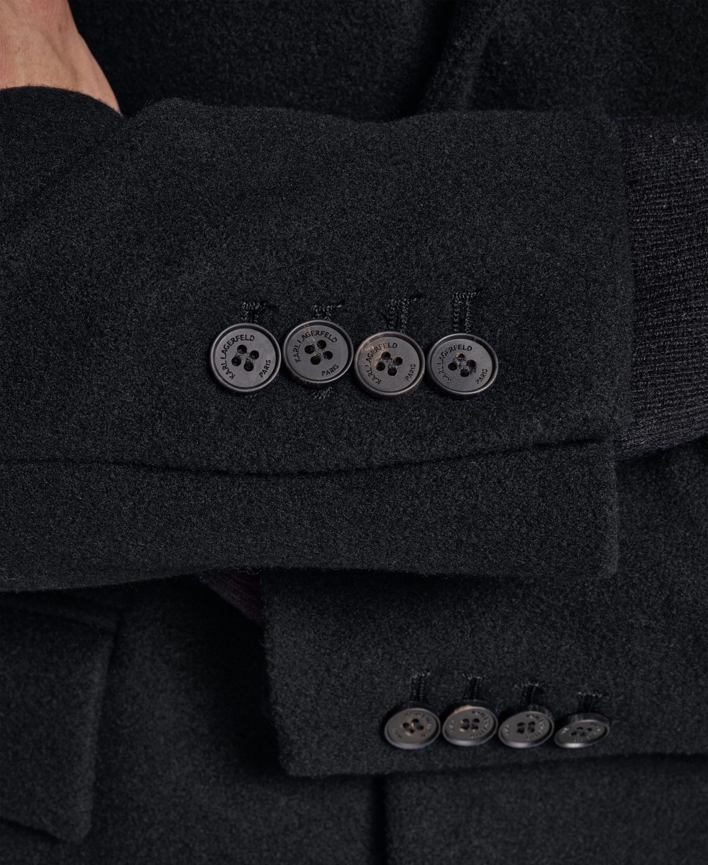 Мужское пальто KARL LAGERFELD PARIS Overcoat with Bib, цвет: Чёрный — фото 8