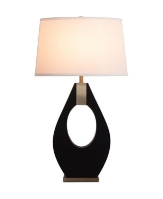 Pearson Table Lamp - Ebony Wood, Weathered Brass, Cotton-Linen