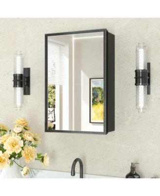 Brushed Nickel Medicine Cabinets Mirrors Surface/Recessed Mount Mirrored Rectangle Soft Close Medicine Cabinets