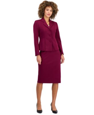 Petite Three Button Peplum Pencil Jacket & Skirt, 2-Piece Set