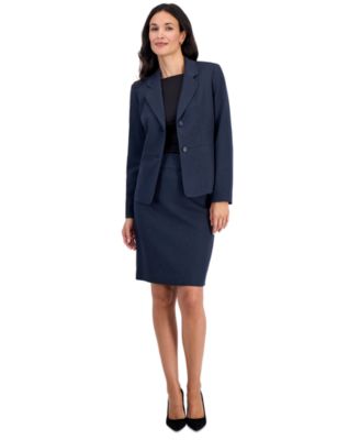 Petite Melange Notched-Collar Two-Button Pencil Jacket and Skirt, 2-Piece Set
