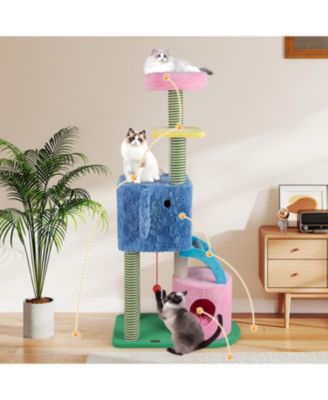 Elephant Themed Cat Tree Multi-Level Kitty Tower with 2 Condos