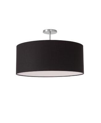 Stretch Semi Flush Mount, Linen Drum Shade, Satin Nickel