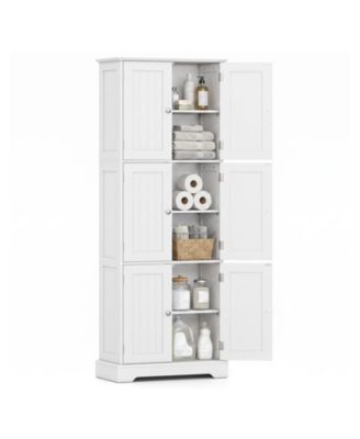 63-in Tall Bathroom Storage Cabinet with 6 Doors and 3 Shelves