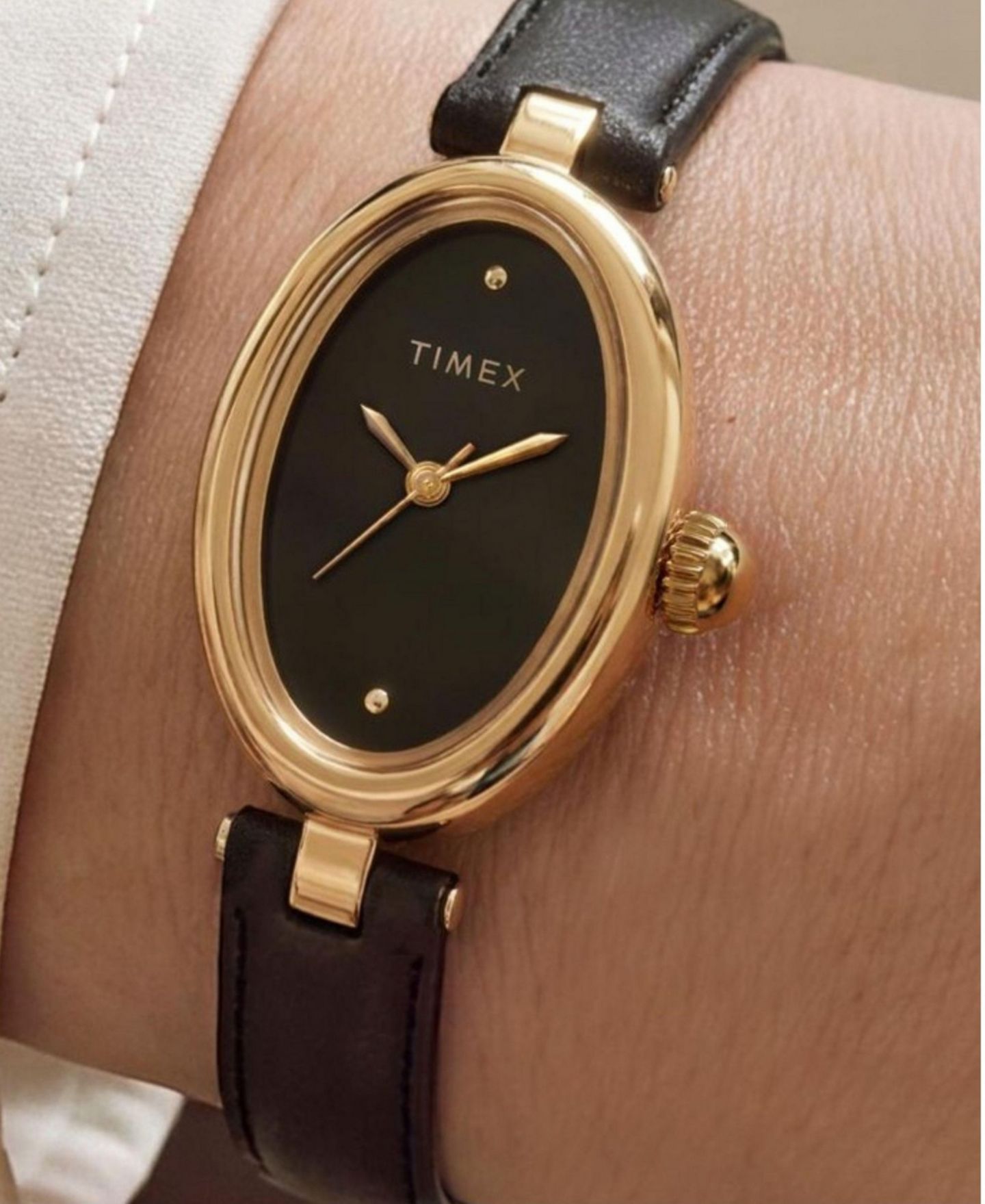 Женские часы Timex Quartz Cavatina Analog Black Leather Watch 22 mm — фото 7