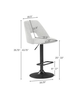 Nuvia Contemporary Adjustable Barstool with Upholstered Swivel Seats, Set of 2