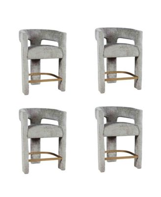 Gwen Modern Luxury Jacquard Fabric Sculpture Counter Stool - Set of 4