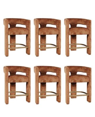 Gwen Modern Luxury Jacquard Fabric Sculpture Counter Stool - Set of 6