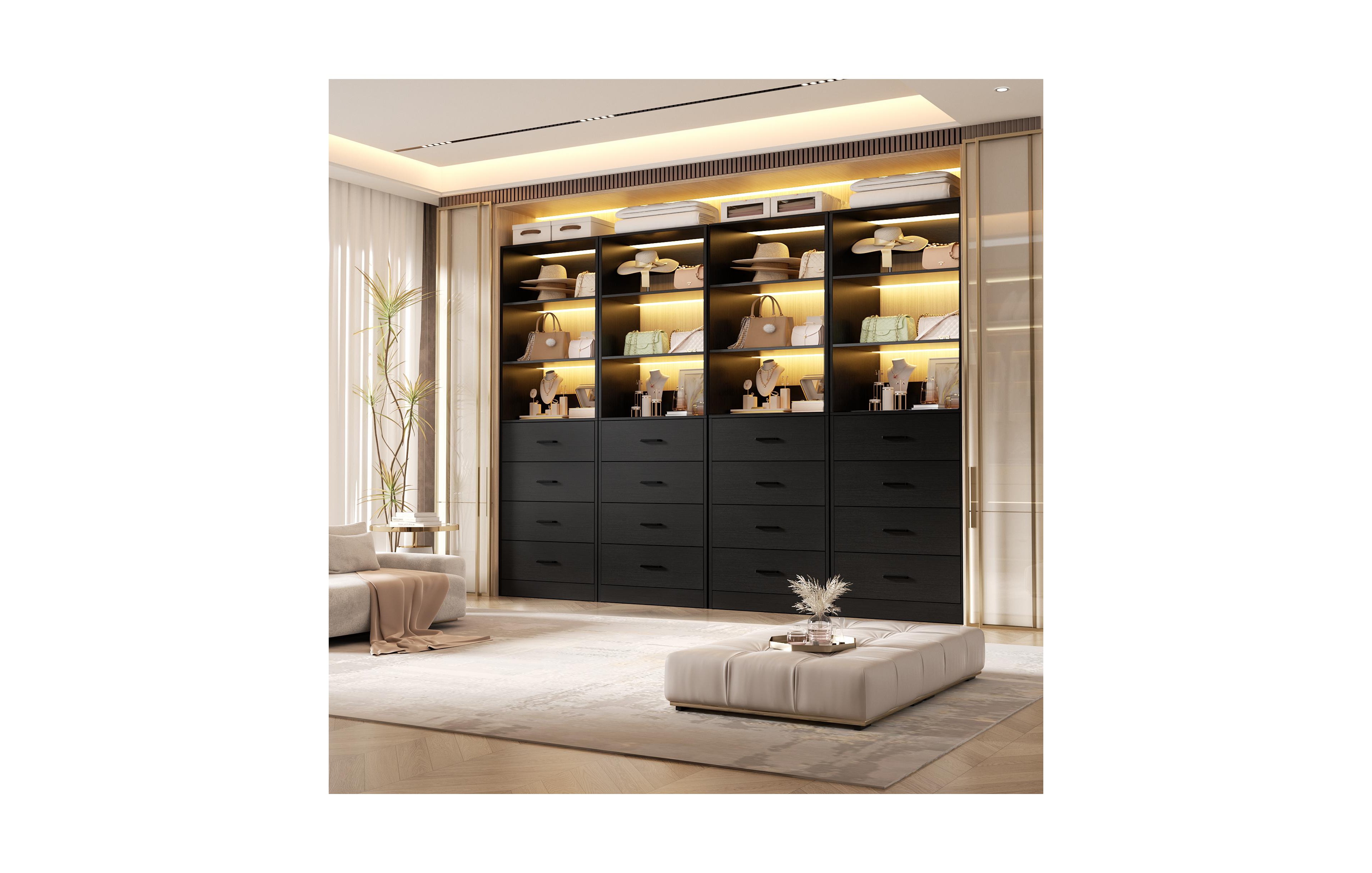Aheaplus Closet Organizer System Set of 4 with 16-Drawers and 8-Adjustable Shelves