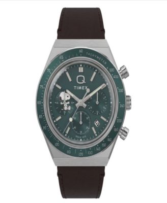 Men's Quartz Peanuts Chronograph Brown Leather Watch 40mm