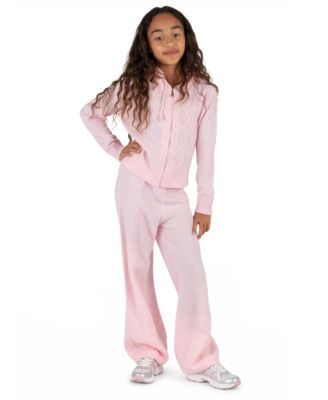Girls' 7-12 Cable-Knit Zip-Front Wide-Leg Sweater and Pants, 2-Piece Set