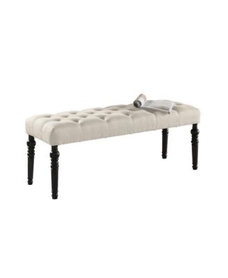 Leviton Fabric Tufted Turned Leg Dining Bench